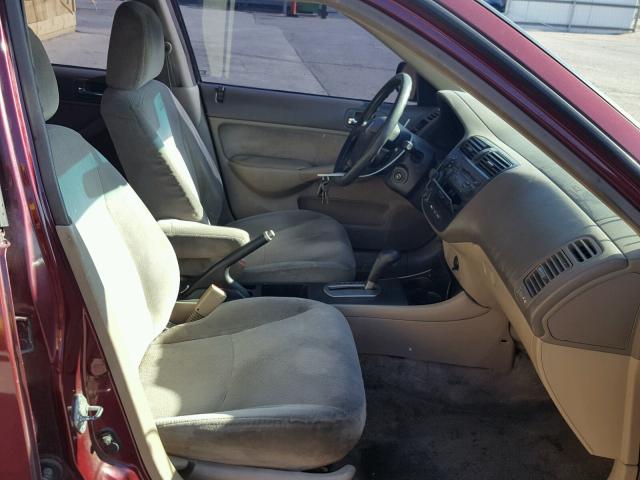 2HGES26792H549356 - 2002 HONDA CIVIC EX 勃艮第红 照片 5