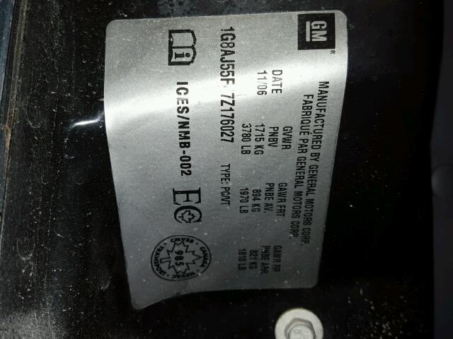 1G8AJ55F47Z176027 - 2007 SATURN ION LEVEL CHARCOAL photo 10