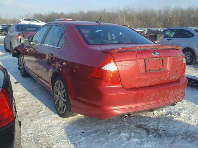 3FAHP0HG0AR343754 - 2010 FORD FUSION SE MAROON photo 3