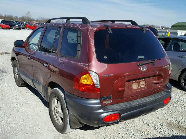 KM8SC13D02U324450 - 2002 HYUNDAI SANTA FE G MAROON photo 3