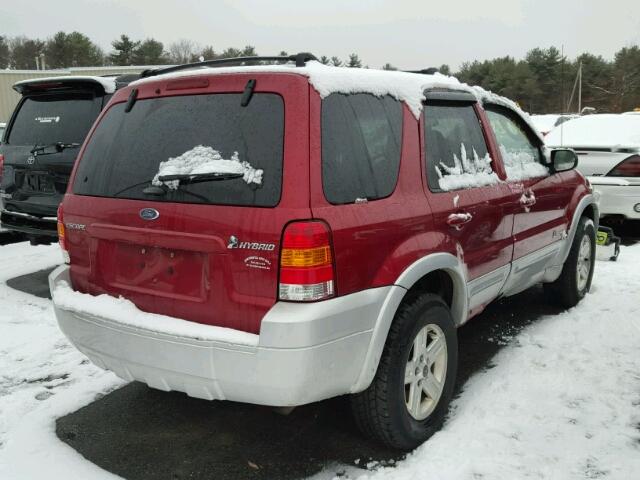 1FMYU96H45KC74253 - 2005 FORD ESCAPE HEV RED photo 4