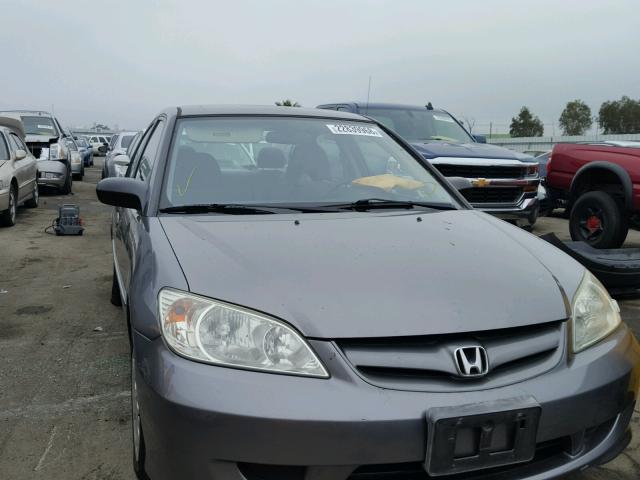 2HGES16555H542479 - 2005 HONDA CIVIC LX SILVER photo 1