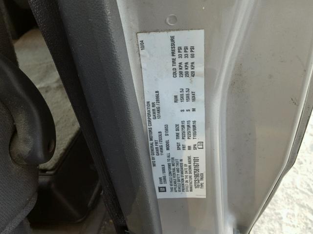 1GTCS198758167101 - 2005 GMC CANYON SILVER photo 10