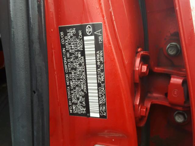 JTKKU10428J024384 - 2008 TOYOTA SCION XD RED photo 10