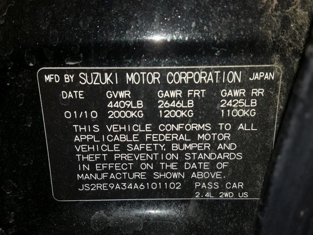 JS2RE9A34A6101102 - 2010 SUZUKI KIZASHI SE BLACK photo 10