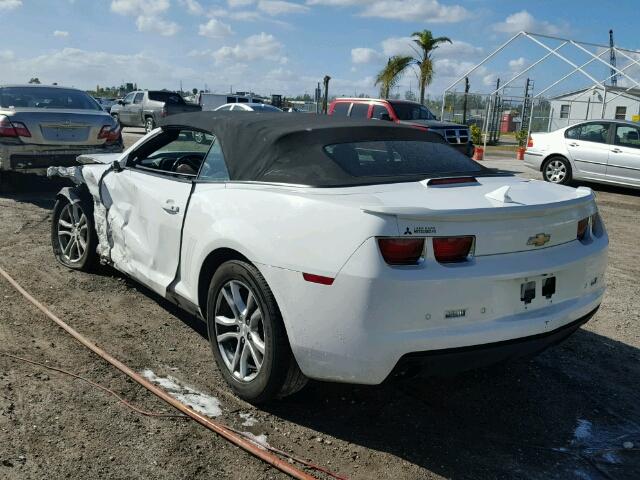 2G1FB3D36D9112428 - 2013 CHEVROLET CAMARO LT WHITE photo 3