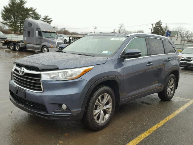 5TDJKRFHXFS107031 - 2015 TOYOTA HIGHLANDER BLUE photo 2