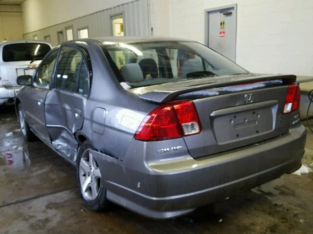 2HGES26765H543809 - 2005 HONDA CIVIC EX GRAY photo 3