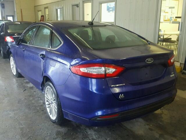 3FA6P0HD4ER246334 - 2014 FORD FUSION SE BLUE photo 3