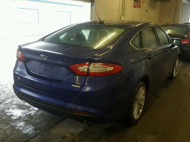 3FA6P0HD4ER246334 - 2014 FORD FUSION SE BLUE photo 4