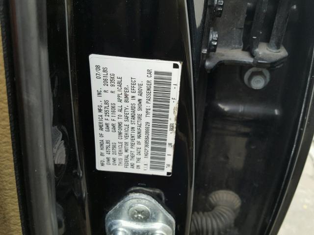 1HGCP36858A086629 - 2008 HONDA ACCORD EXL BLACK photo 10