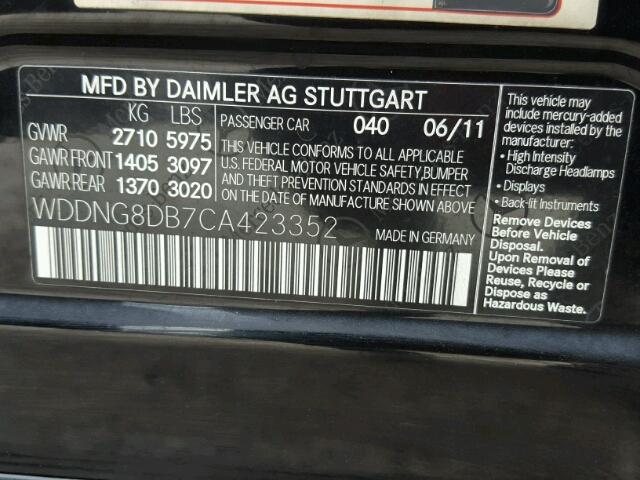 WDDNG8DB7CA423352 - 2012 MERCEDES-BENZ S 350 BLUE BLACK photo 10