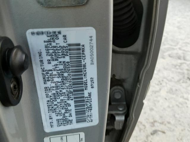 4T1BF32K02U026550 - 2002 TOYOTA CAMRY LE SILVER photo 10