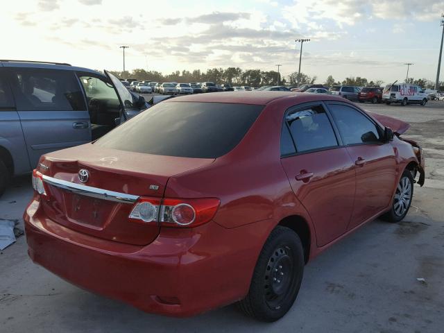 2T1BU4EE9CC786108 - 2012 TOYOTA COROLLA BA RED photo 4