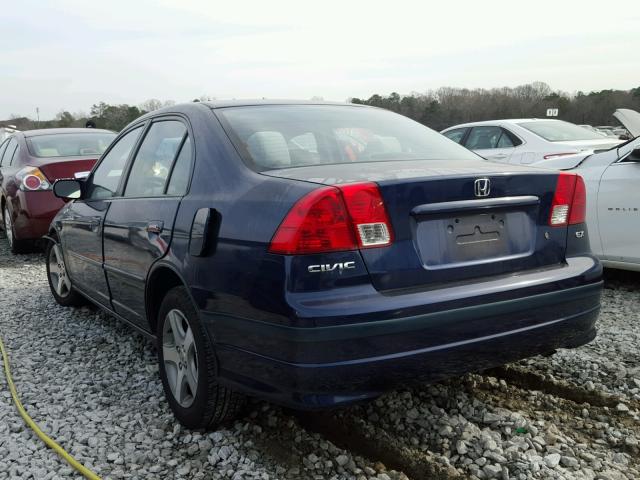 2HGES26734H537738 - 2004 HONDA CIVIC EX BLUE photo 3