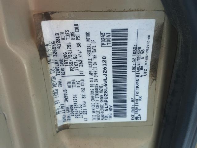 5LMPU28L6WLJ26120 - 1998 LINCOLN NAVIGATOR GOLD photo 10