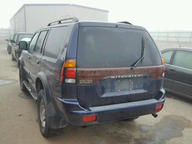 JA4LS21H13J039826 - 2003 MITSUBISHI MONTERO SP BLUE photo 3