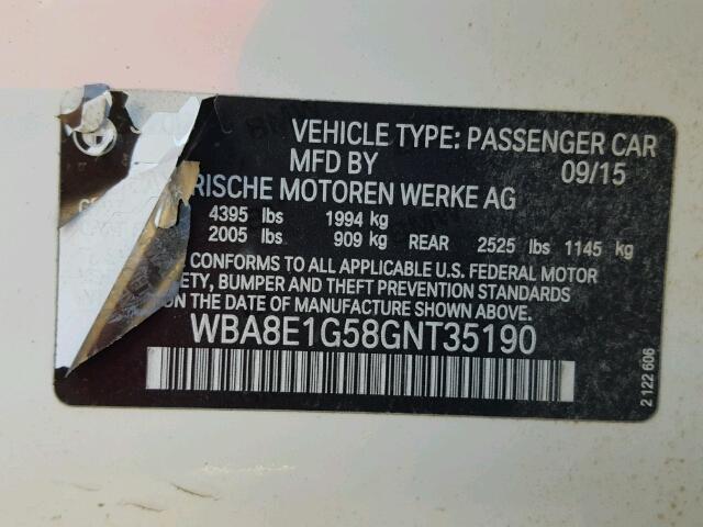 WBA8E1G58GNT35190 - 2016 BMW 320 I WHITE photo 10