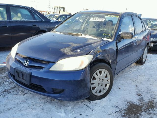 2HGES16554H584195 - 2004 HONDA CIVIC LX BLUE photo 2