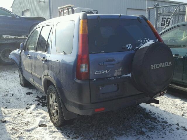 JHLRD78852C819217 - 2002 HONDA CR-V EX BLUE photo 3