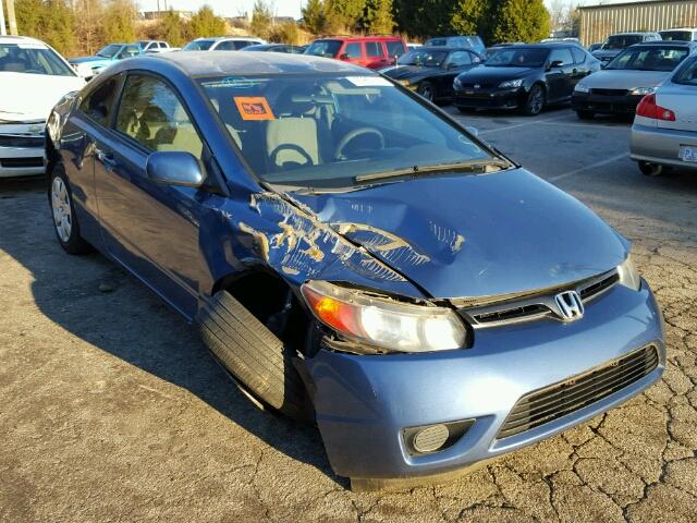 2HGFG12676H568006 - 2006 HONDA CIVIC LX BLUE photo 1