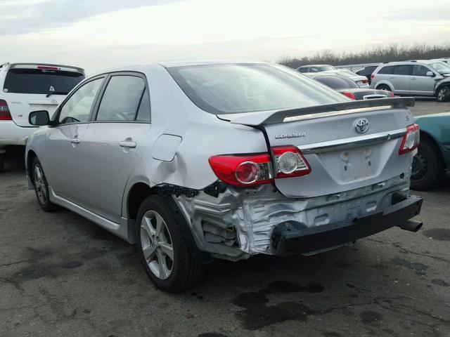 2T1BU4EE7DC112685 - 2013 TOYOTA COROLLA BA SILVER photo 3