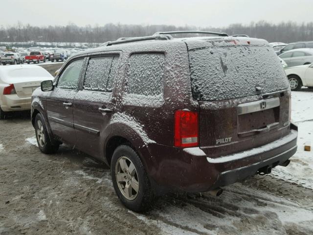 5FNYF4H59BB016842 - 2011 HONDA PILOT EXL MAROON photo 3