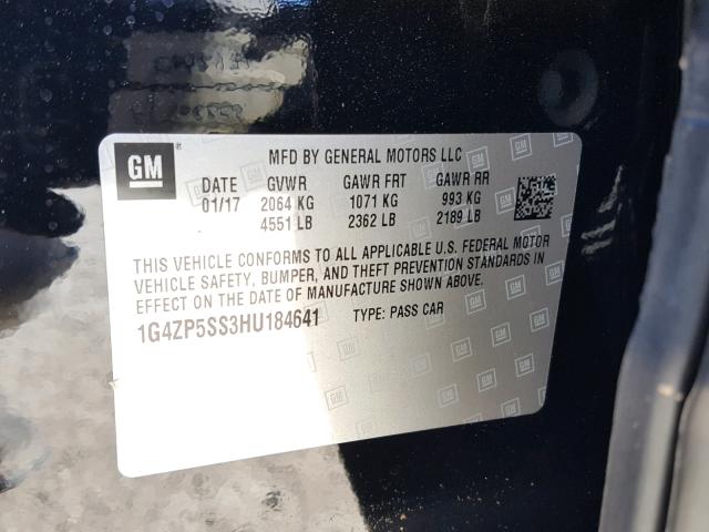 1G4ZP5SS3HU184641 - 2017 BUICK LACROSSE E 黑色 照片 10