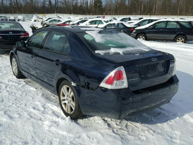 3FAHP07Z28R248299 - 2008 FORD FUSION SE BLUE photo 3