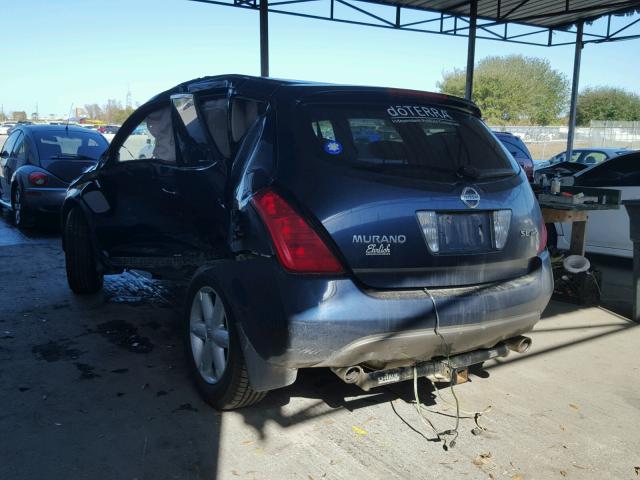 JN8AZ08W54W313779 - 2004 NISSAN MURANO SL BLUE photo 3