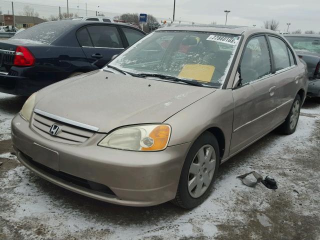 1HGES25882L029355 - 2002 HONDA CIVIC EX BEIGE photo 2