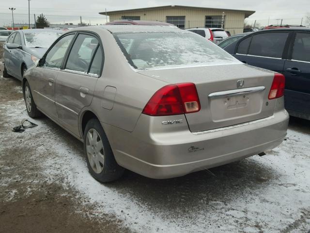 1HGES25882L029355 - 2002 HONDA CIVIC EX BEIGE photo 3