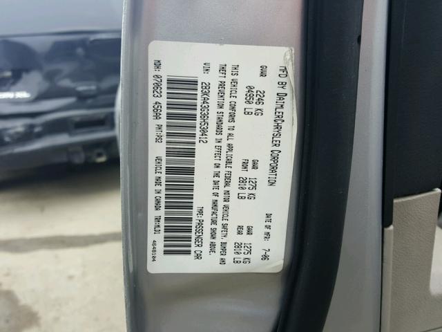 2B3KA43G36H530412 - 2006 DODGE CHARGER SE SILVER photo 10