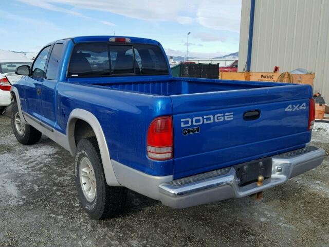 1B7GG22Y5XS275483 - 1999 DODGE DAKOTA BLUE photo 3