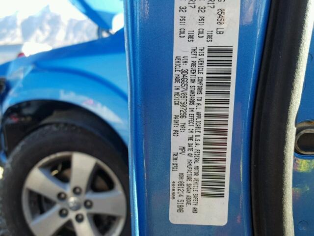 3D4GG57V09T507296 - 2009 DODGE JOURNEY SX BLUE photo 10