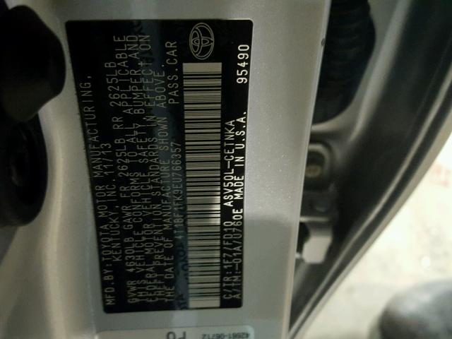 4T1BF1FK9EU766357 - 2014 TOYOTA CAMRY L SILVER photo 10