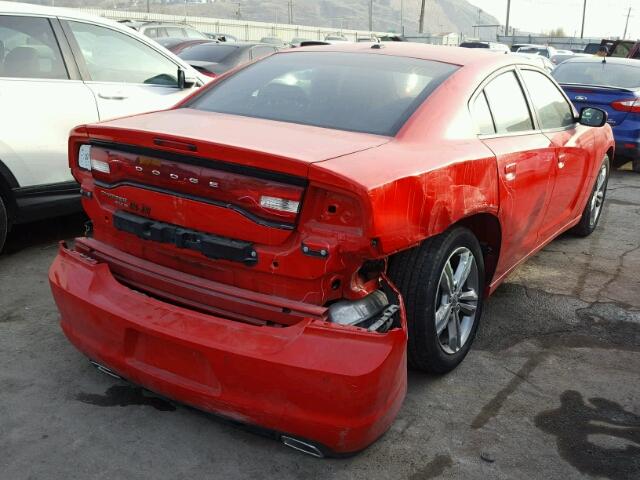 2C3CDXJG2DH730973 - 2013 DODGE CHARGER SX RED photo 4