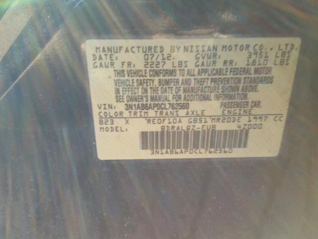 3N1AB6AP0CL762560 - 2012 NISSAN SENTRA 2.0 BLUE photo 10