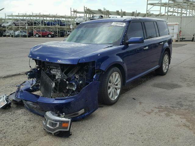 2FMHK6DT2EBD00967 - 2014 FORD FLEX LIMIT BLUE photo 2