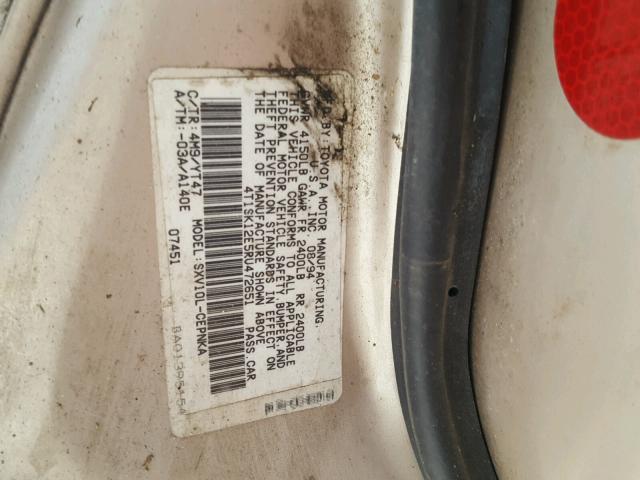 4T1SK12E5RU472651 - 1994 TOYOTA CAMRY LE GOLD photo 10