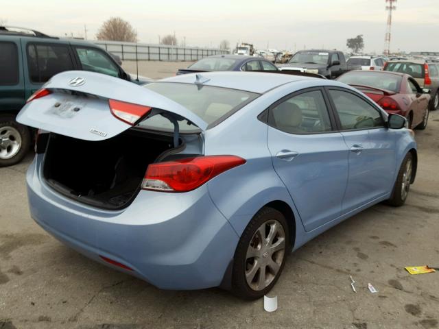 KMHDH4AE2DU517466 - 2013 HYUNDAI ELANTRA GL BLUE photo 4