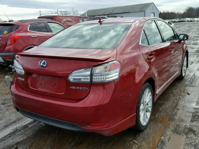 JTHBB1BA4A2007004 - 2010 LEXUS HS 250H RED photo 4