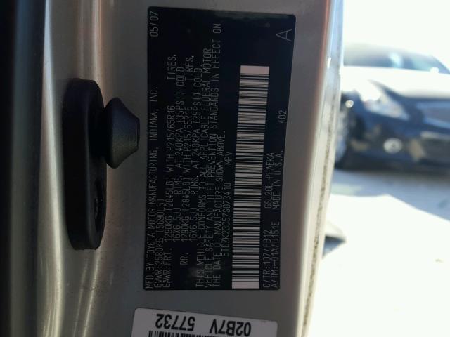 5TDZK23C57S073410 - 2007 TOYOTA SIENNA CE SILVER photo 10