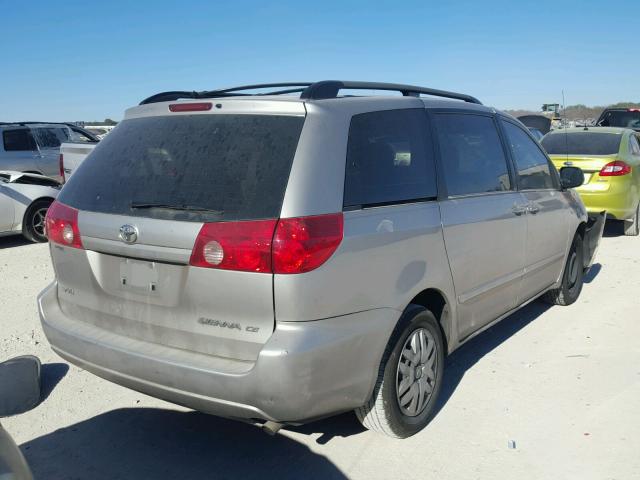 5TDZK23C57S073410 - 2007 TOYOTA SIENNA CE SILVER photo 4