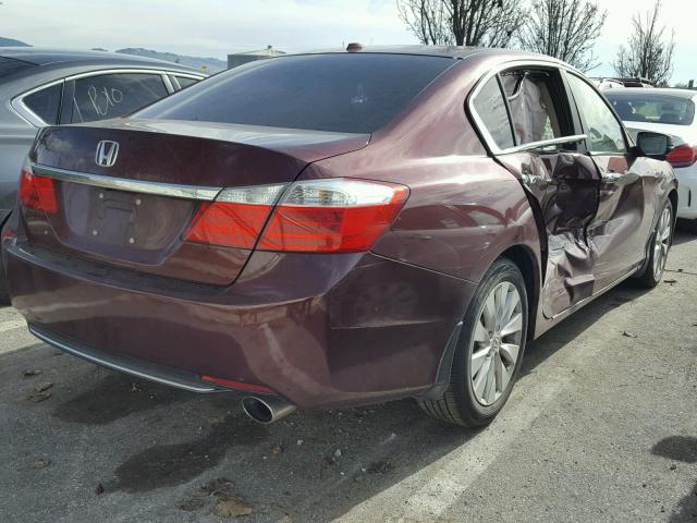 1HGCR2F8XDA179466 - 2013 HONDA ACCORD EXL MAROON photo 4