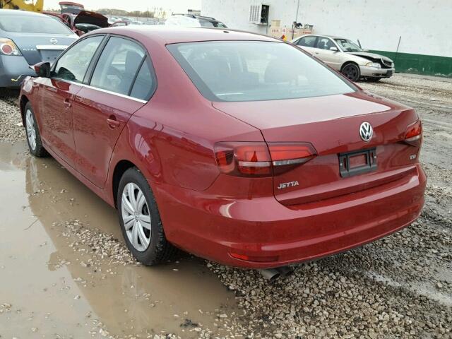 3VW2B7AJ2HM410694 - 2017 VOLKSWAGEN JETTA S BURGUNDY photo 3