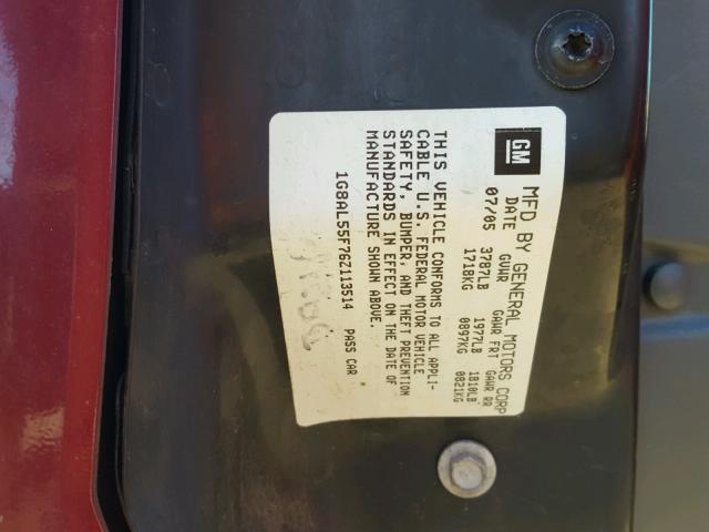 1G8AL55F76Z113514 - 2006 SATURN ION LEVEL MAROON photo 10