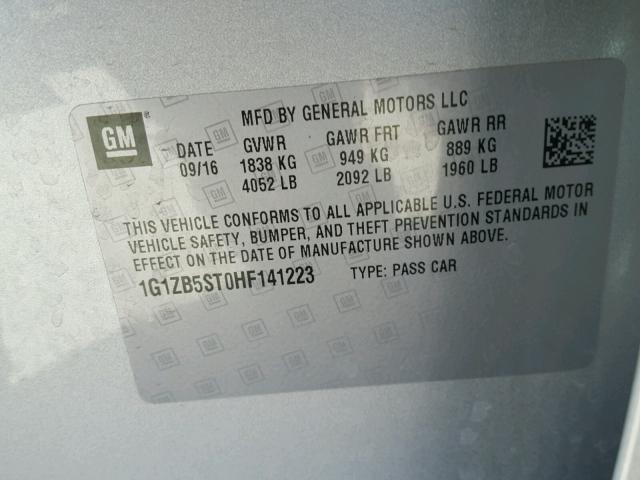 1G1ZB5ST0HF141223 - 2017 CHEVROLET MALIBU LS SILVER photo 10