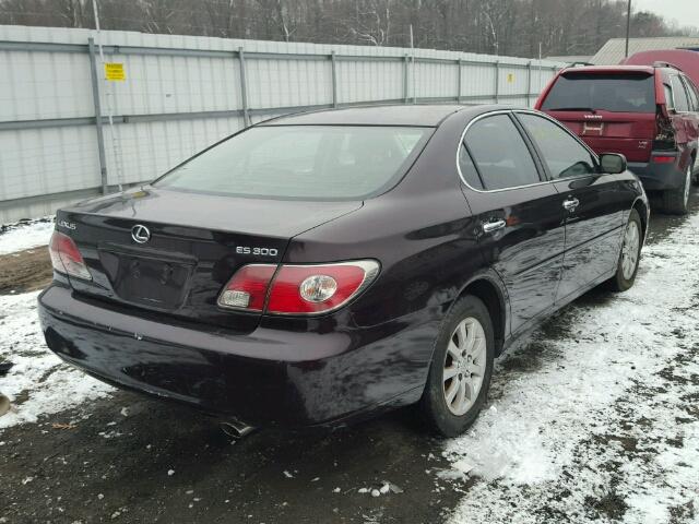 JTHBF30G130111715 - 2003 LEXUS ES 300 BURGUNDY photo 4