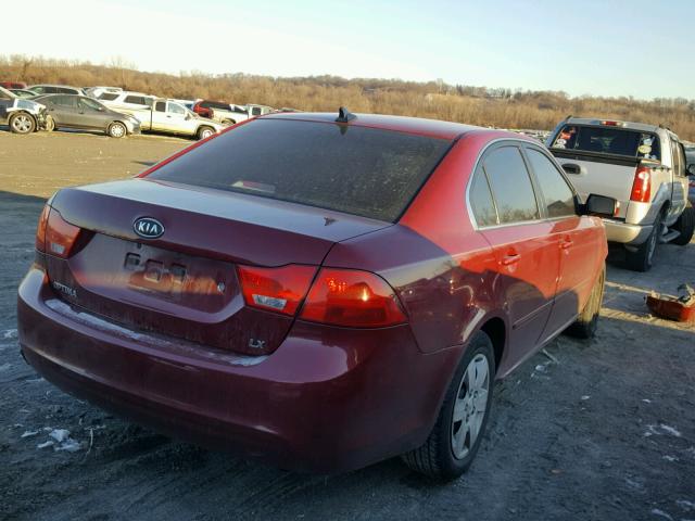 KNAGE228095351423 - 2009 KIA OPTIMA LX RED photo 4